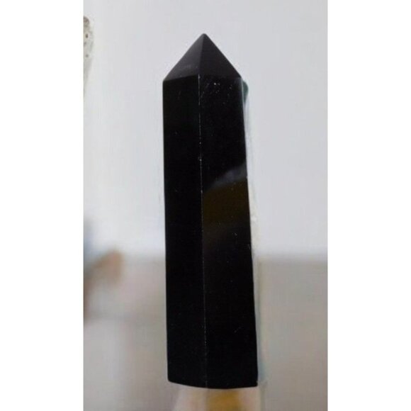 Black Obsidian Crystal Tower 2.8"-3.1" Polished Energy Healing Stone - Picture 1 of 6